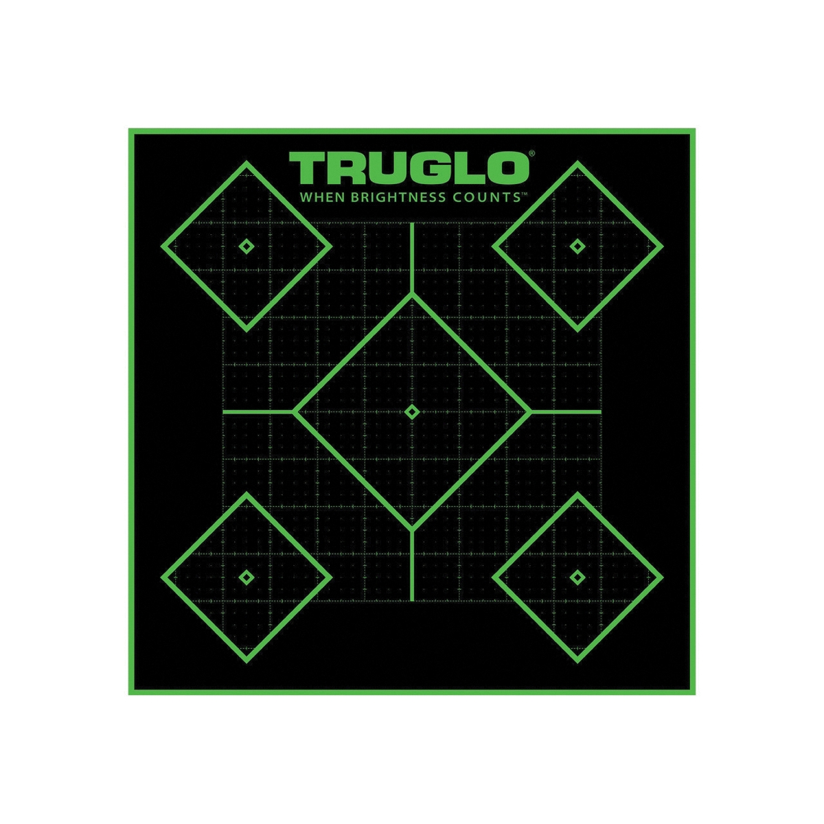 TruGlo Tru-See 5-Diammond Target 12" x 12", Black/Green - Truglo