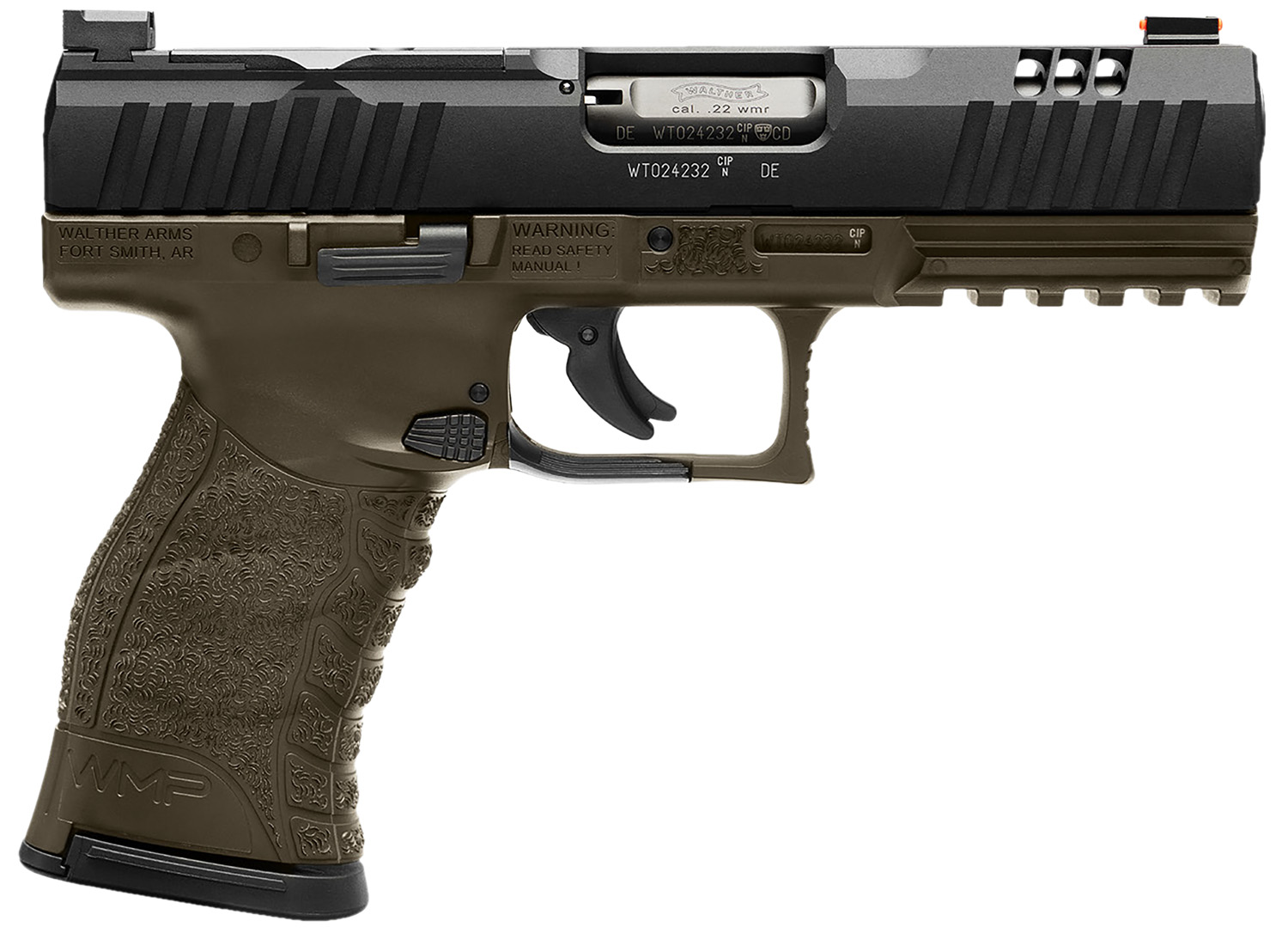Walther Arms WMP Military .22 WMR 4.50" High-Capacity Pistol 15rds, OD Green - Durable - 5220307 - Walther