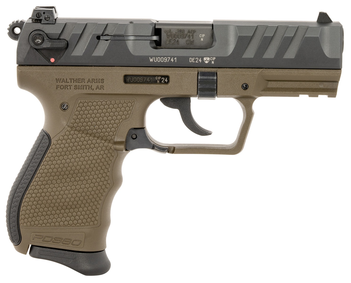 Walther Arms PD380 .380 ACP 3.70" Pistol 9rds, Military Green - Durable and Compact - 5050515 - Walther