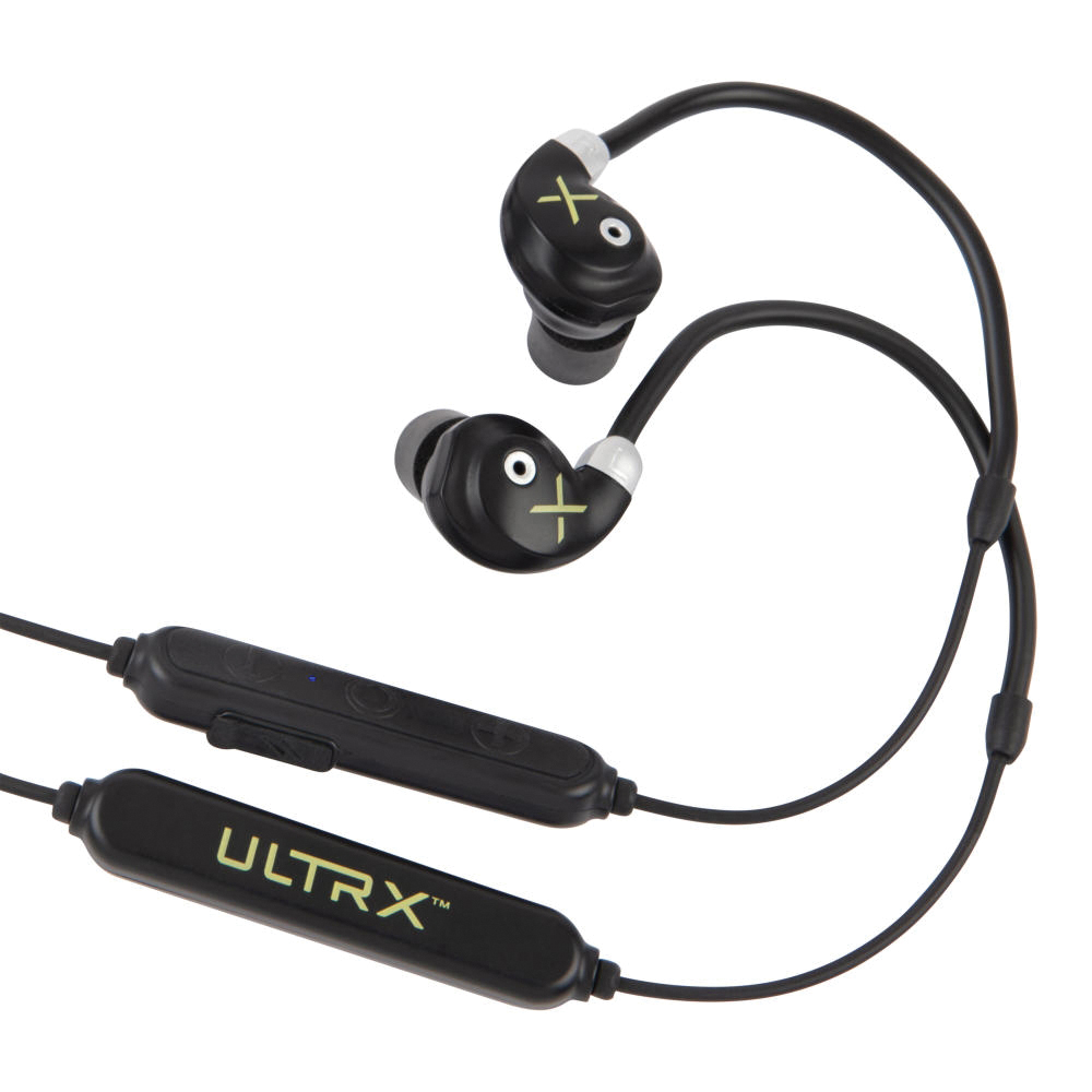 ULTRX 26 dB Bionic Fuse Bluetooth Around the Neck Earbuds, Black - Ultrx