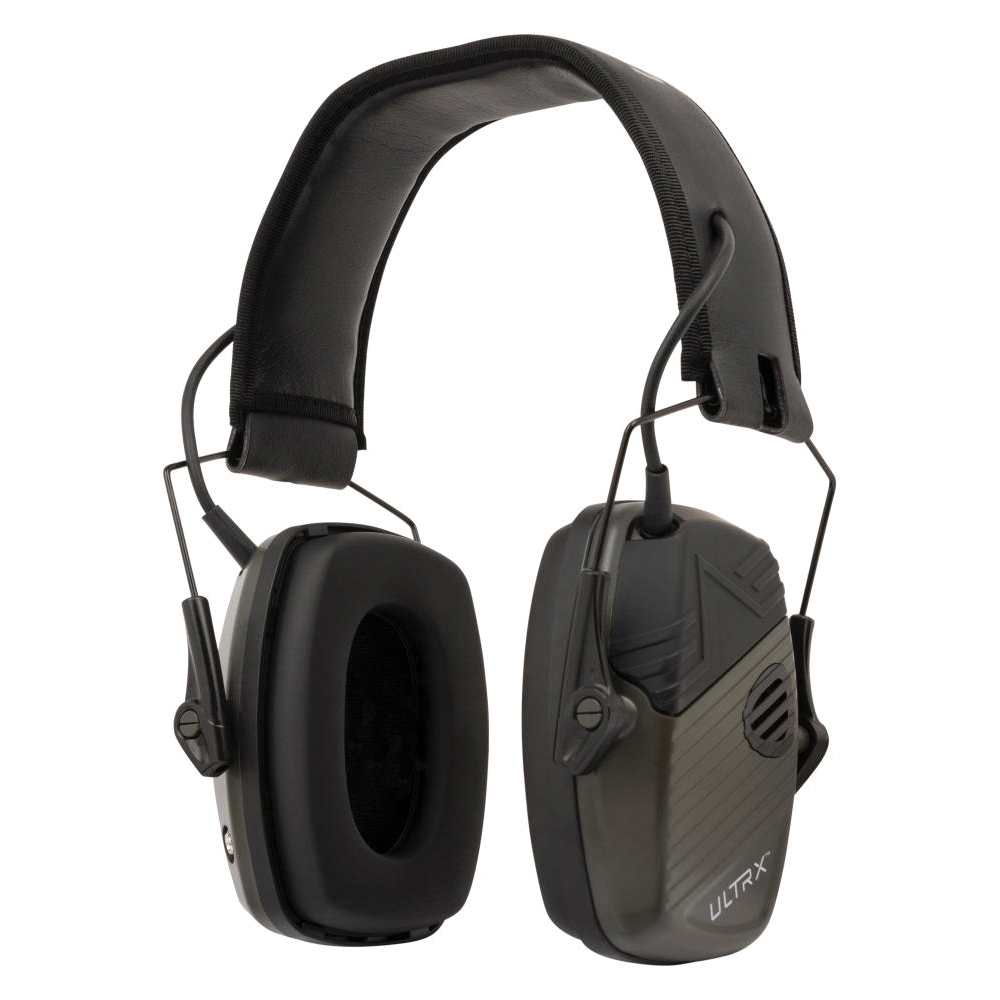 ULTRX 24 dB Stereo Electronic Earmuffs, Olive - Ultrx
