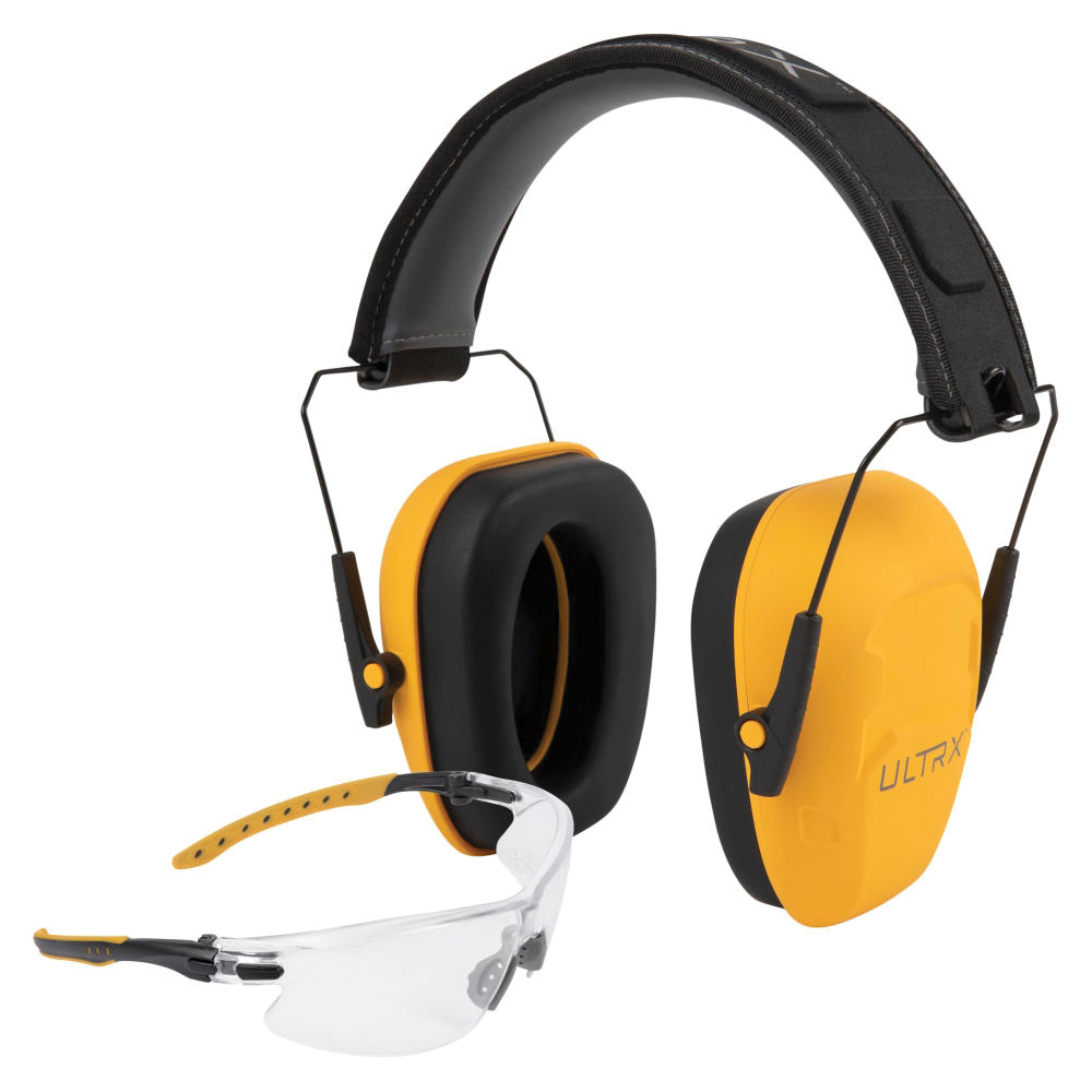 ULTRX 23 dB Shield Ear and Eye Protection Combo, Clear/Yellow - Ultrx