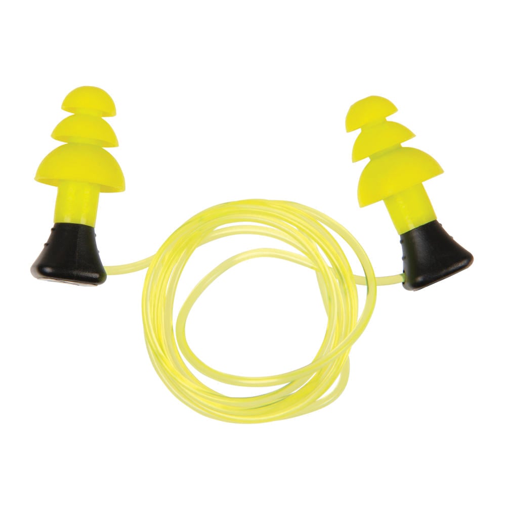 ULTRX 26 dB Tethered Silicone Earplugs, Yellow - Ultrx