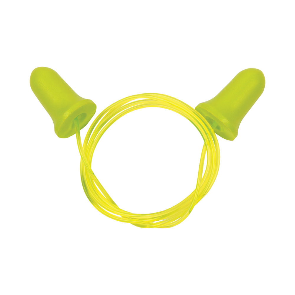 ULTRX 32 dB Tethered Tapered Foam Earplugs, Chartreuse - Ultrx