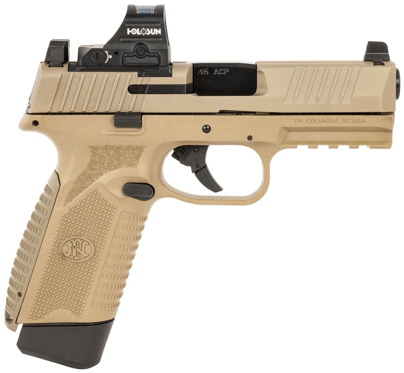 FN America 545 MRD .45 ACP 4.10" 15rd Pistol w/407c, Flat Dark Earth - 66-101918 - Fnh
