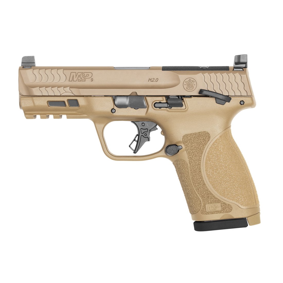 Smith & Wesson M&P9 M2.0 Compact FDE 10 Round MA Compliant 9mm 4" 10rds, Flat Dark Earth - Smith & Wesson
