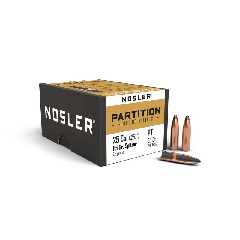 Nosler 25 Caliber (.257) 115gr Partition Spitzer Bullets 50ct - 16318