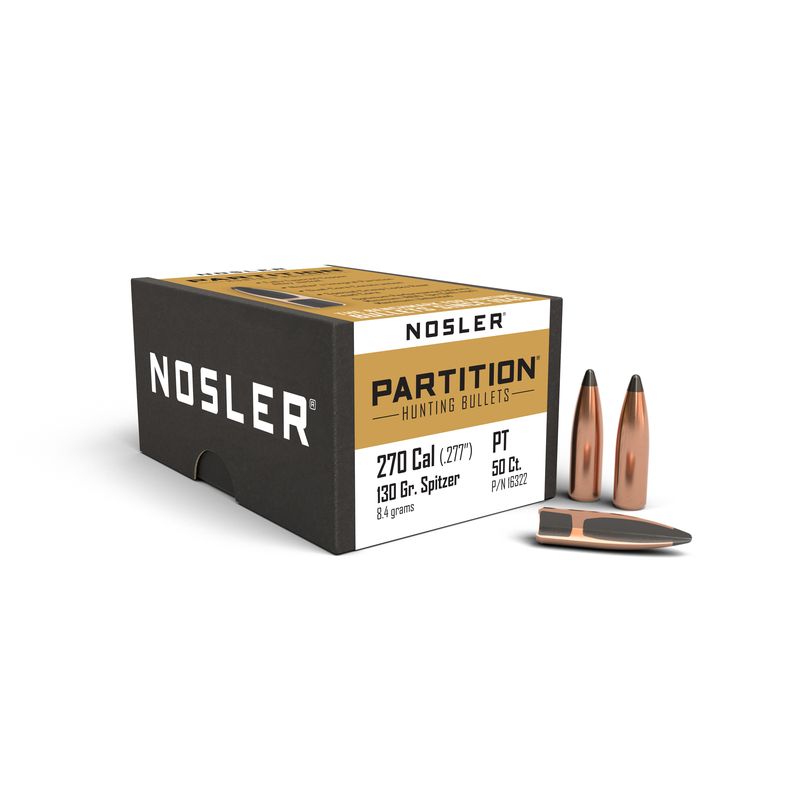 Nosler 270 Caliber (.277) 130gr Partition Spitzer Bullets 50ct - 116322
