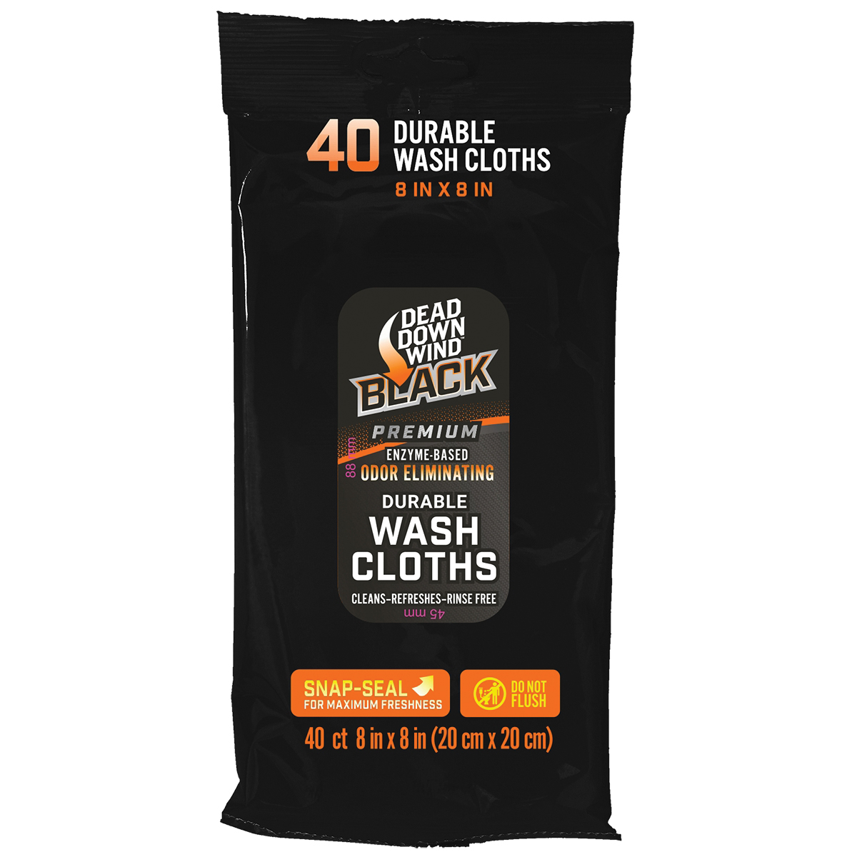 Dead Down Wind Black Premium 8" x 8" Wash Cloths, Pack of 40