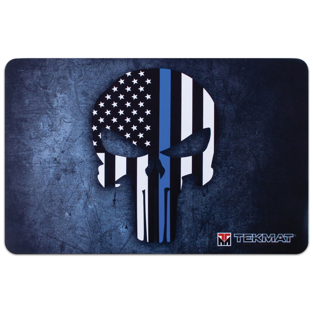 TEKMAT Punisher Blue Line 17" x 11" x 0.13" Cleaning Mat, Black/White/Blue - Tekmat