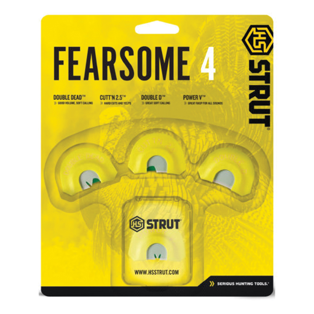 HS Strut Fearsome Turkey 4-Piece Mouth Call Set, Yellow - Hs Strut