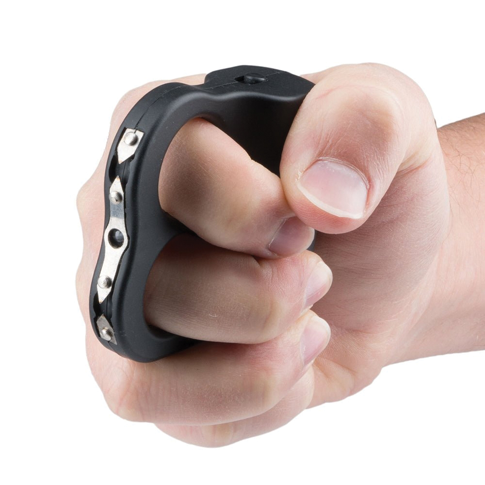 Guard Dog Knuckle ID02 2.90" x 2.90" Rechargeable Stun Gun w/Flashlight, Black