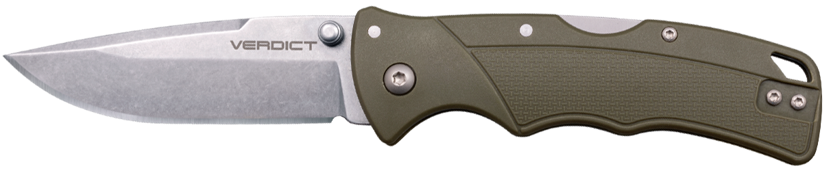 Cold Steel Verdict EDC Folding Knife Spear Point OD Green - Durable Blade, Strong Locking Mechanism, Excellent for Everyday Carry - CS-FL-C3SPSSODGZ - Cold Steel
