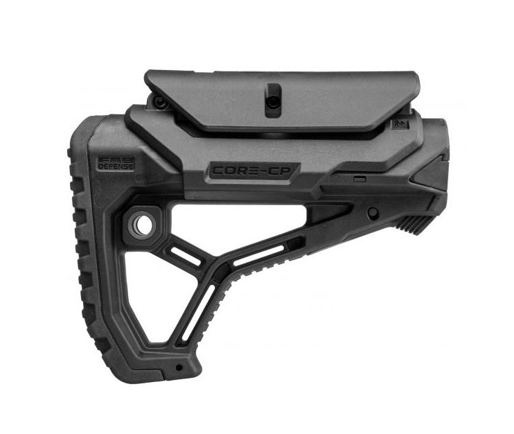 FAB DEFENSE GL-Core Buttstock with Cheek Rest, Black - FX-GLCORECPB - Fab Defense
