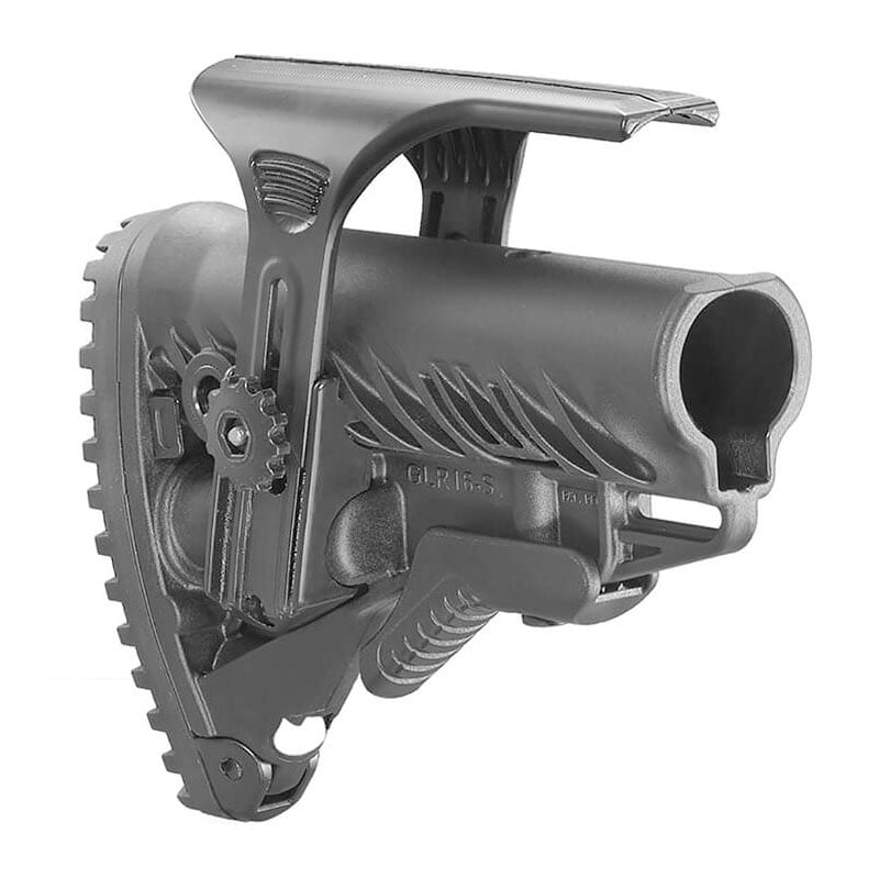 FAB Defense GLR-16 AR-15 Tactical Stock with Adjustable Cheek Rest, Black - FX-GLR16CP