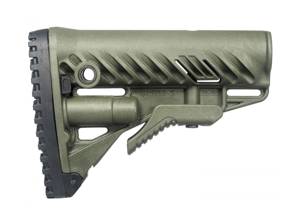 FAB Defense GLR-16 AR-15/M16 Buttstock w/ Rubber Butt Pad, OD Green - FX-GLR16G - Fab Defense