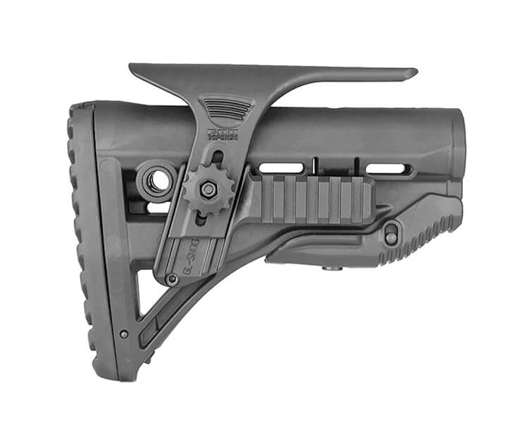 FAB Defense GL-Shock PCP M4/AR-15 Buttstock w/ Picatinny Cheek Rest, Black - FX-GLSHOCKPC - Fab Defense