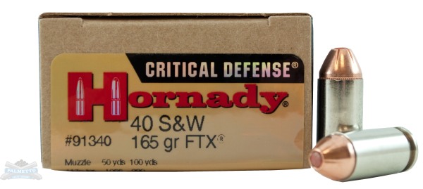 Hornady 40 S&W 165gr FTX Critical Defense Ammunition 20rds -91340 - Hornady