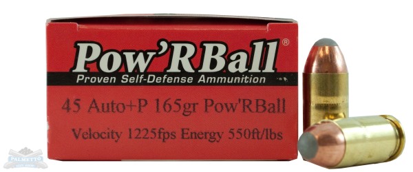 Glaser Pow'rBall 45 Auto/ACP+P 165gr Ammunition 20rds - PB45165/20 - Corbon