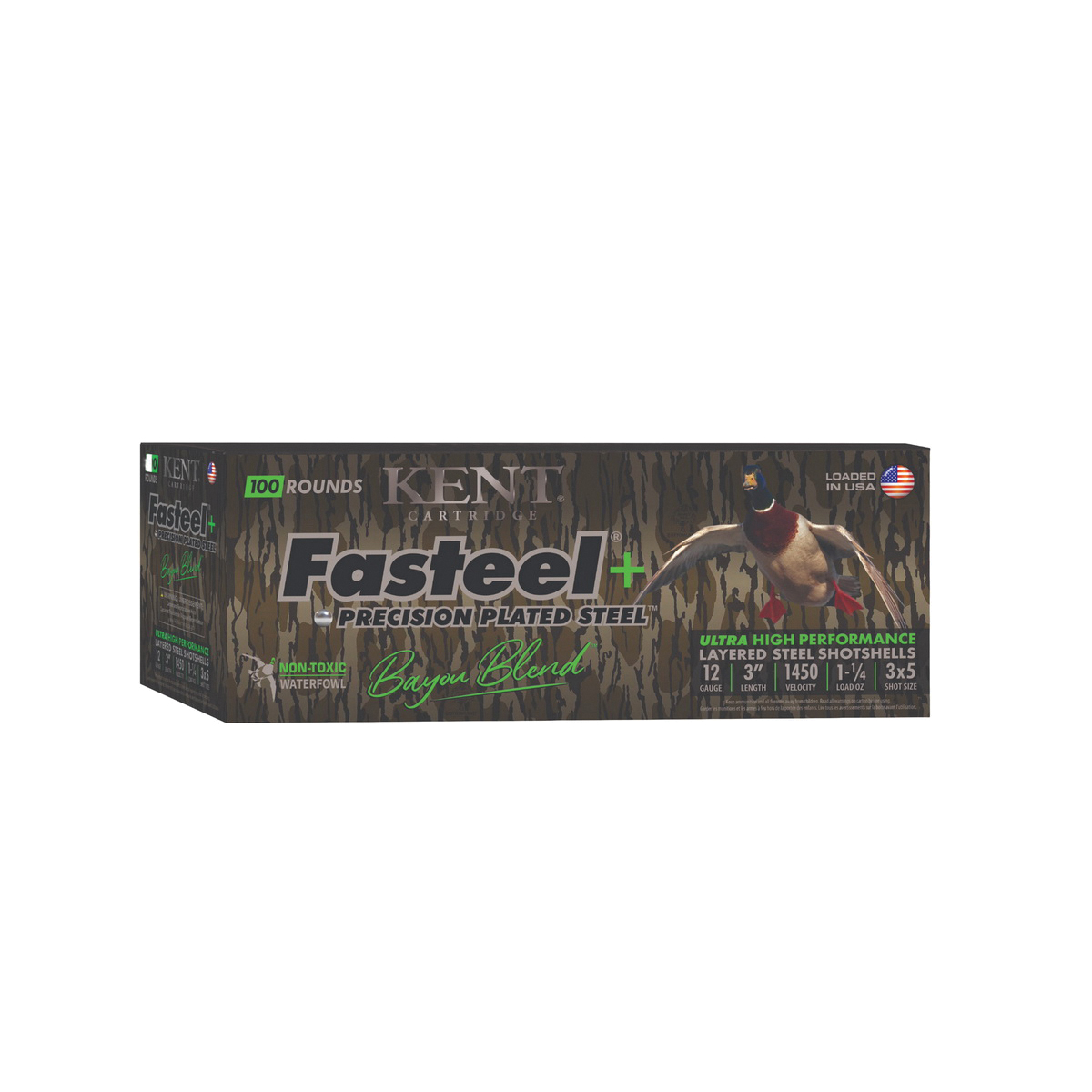 Kent Fasteel+ Precision Plated Steel Waterfowl Bayou Blend 20 Gauge 3" #3/5 1 Ounce 25rds - Kent