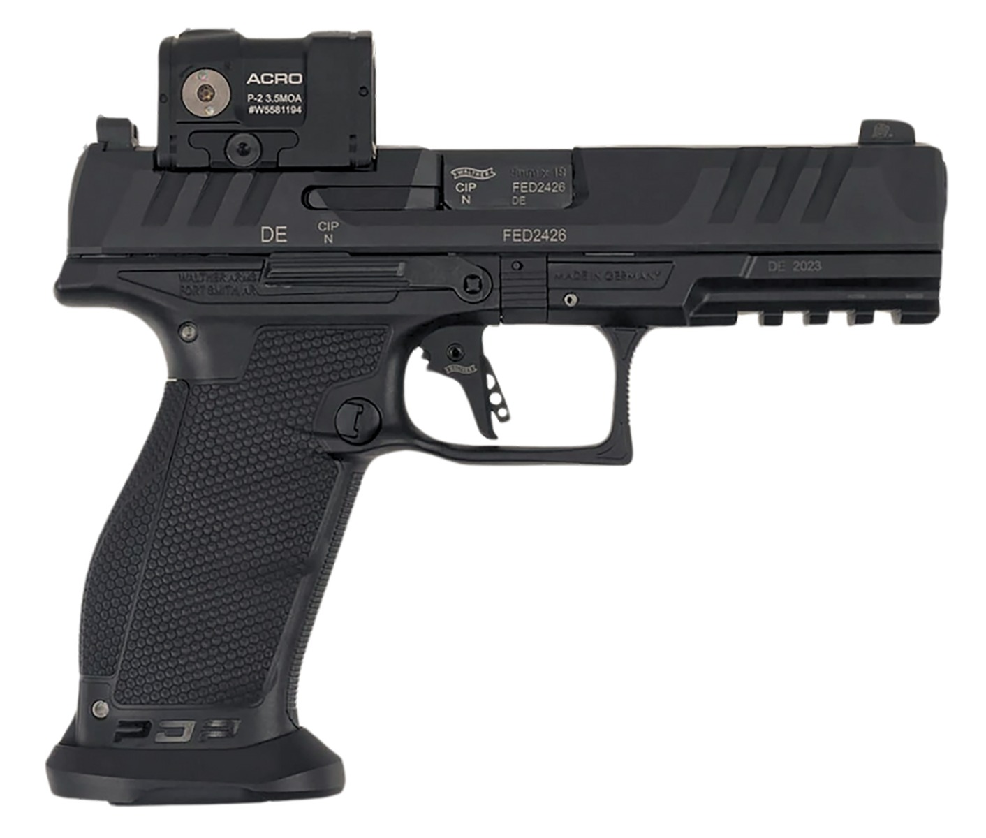 Walther Arms PDP Full-Size Professional ACRO 4.50" 9mm 4.50" 18rd Pistol, Black - 2881225PRO - Walther