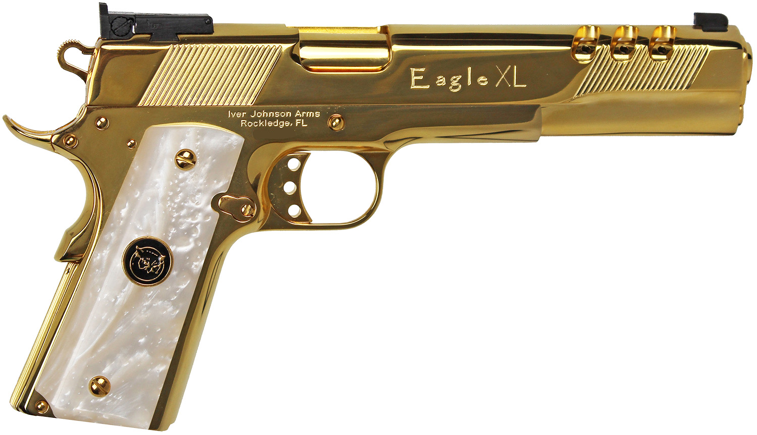 Iver Johnson Arms Golden Eagle XL Deluxe .45 ACP 6" 8rds Pistol, Gold - GOLDEN EAGLE XL45WP - Iver Johnson Arms