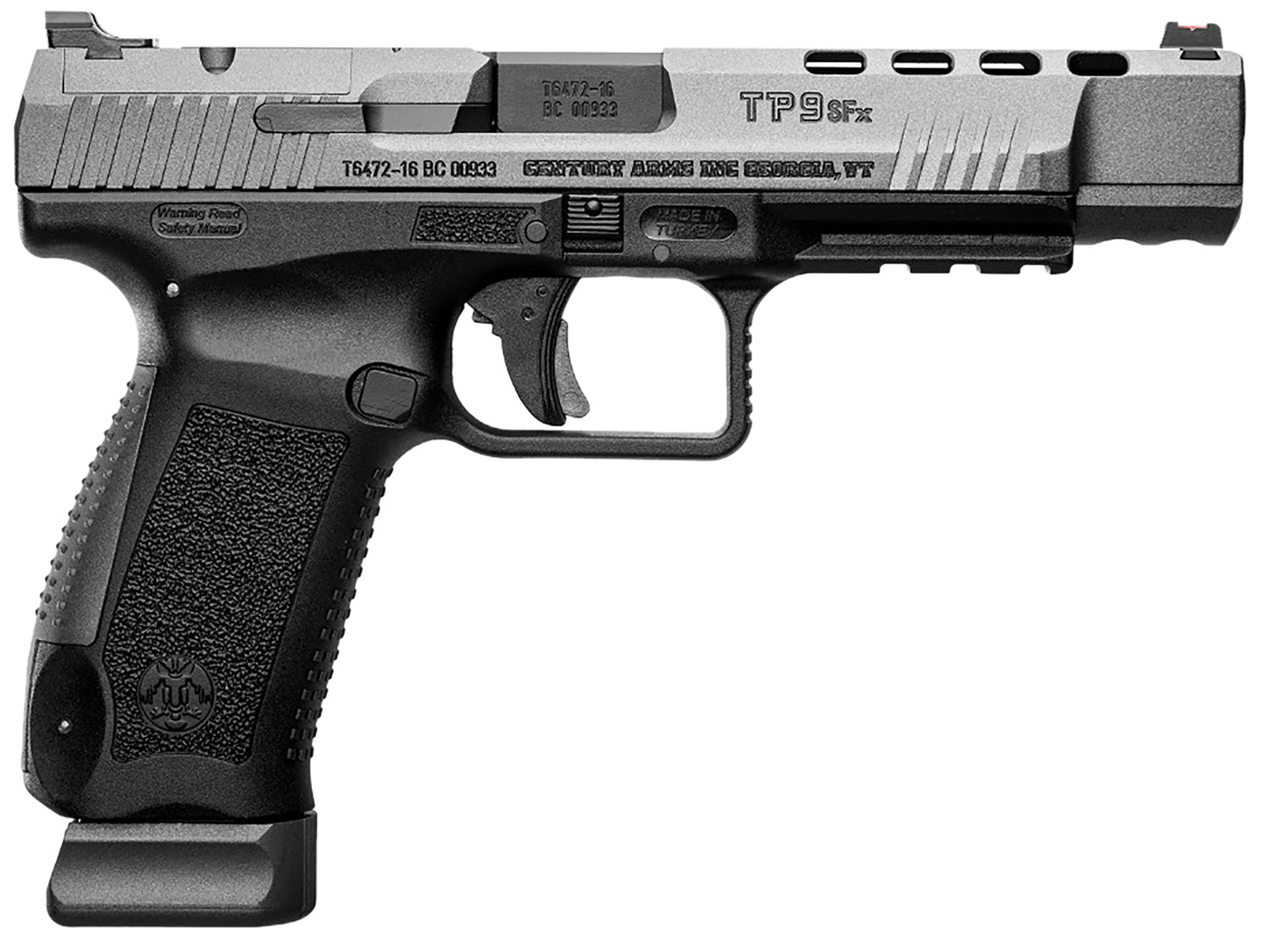 CANIK TP9SFx 9mm Pistol, 5.2" Barrel, Fiber Optic Front Sights, Black, Tungsten - HG4192GN - Canik