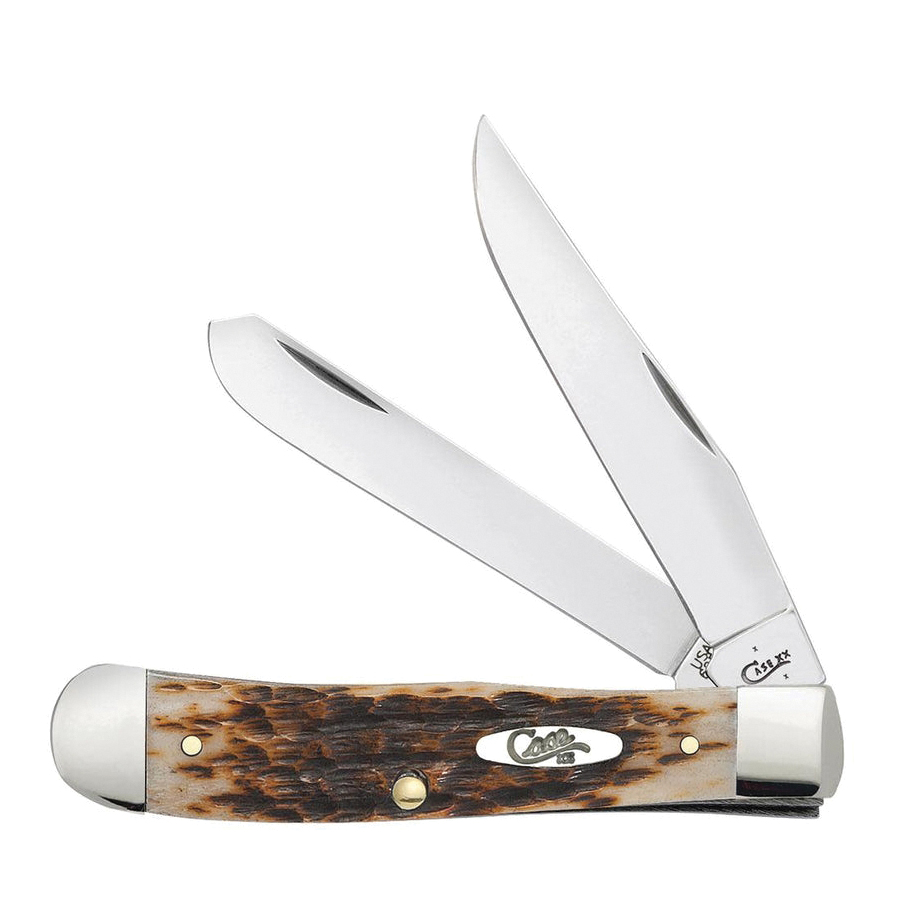 Case Trapper Folding Knife Clip Point/Spey, Amber - Case
