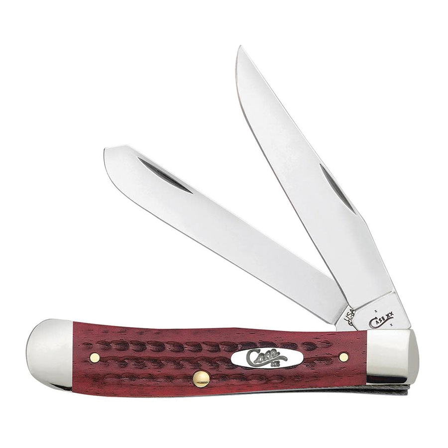 Case Pocket Worn Folding Knife Clip Point/Spey, Old Red - Case