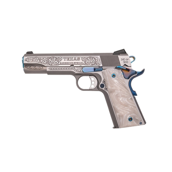 CNC Firearms Springfield 1911 Texas Barbecue Special .45 ACP 5" 7rds, Stainless/Nitre Blue - Cnc Firearms