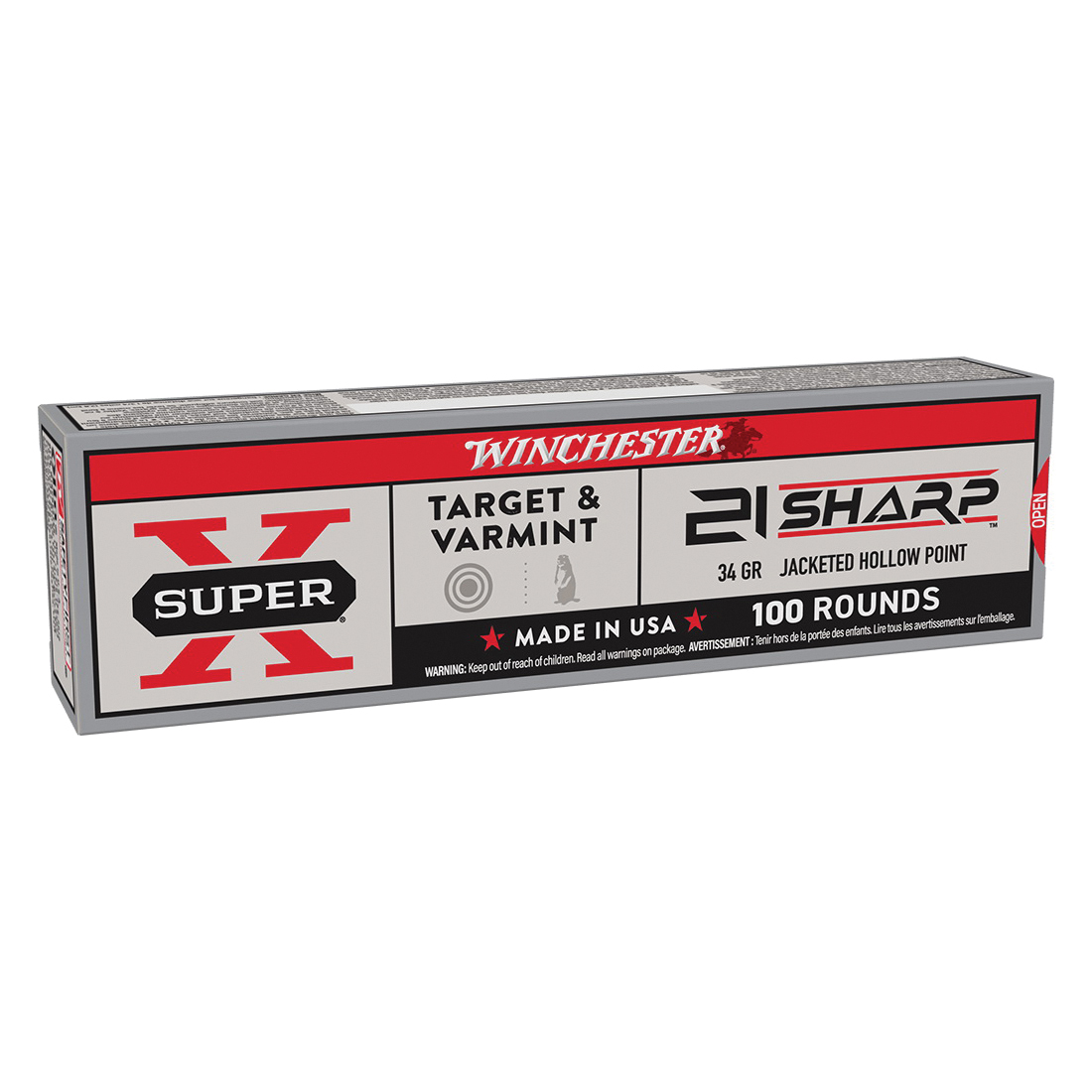 Winchester Ammunition Super-X .21 Sharp 34 gr HP 100rds - Winchester