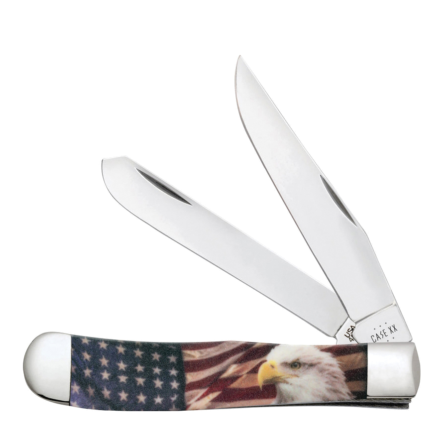 Case Trapper Folding Knife Clip Point/Spey, Red/White/Blue - Case