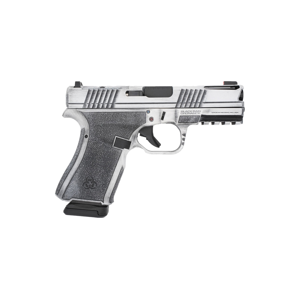 Black Rain Ordnance Frontline Plus Compact 9mm 3.75" 15rds, Bright White Battleworn - Black Rain Ordnance