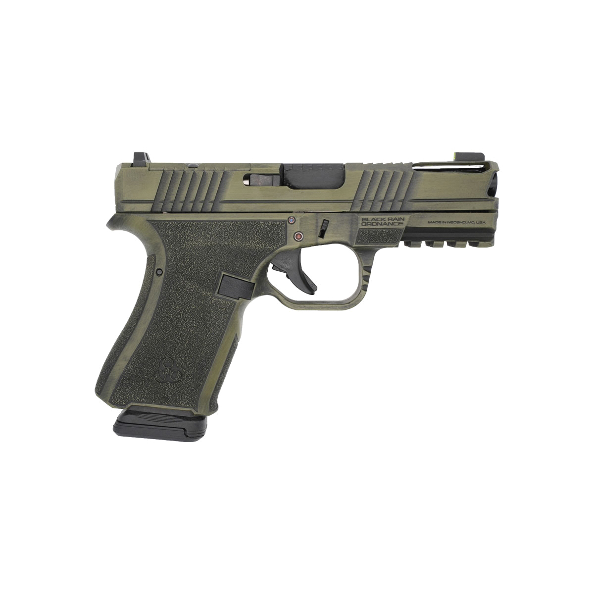 Black Rain Ordnance Frontline Plus Compact 9mm 3.75" 15rds, Bazooka Green Battleworn - Black Rain Ordnance