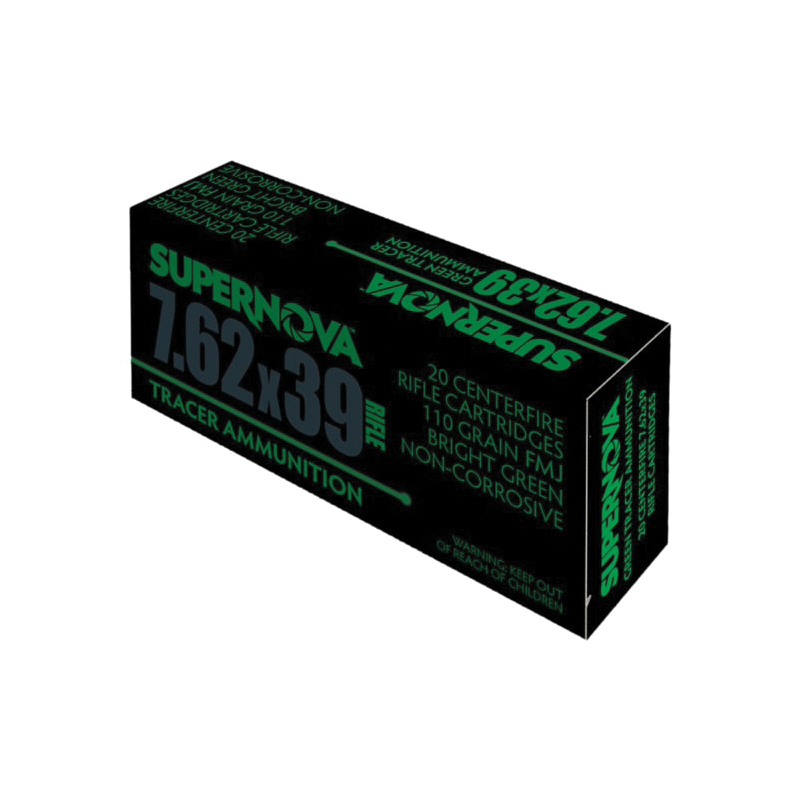 Supernova 7.62x39mm 110gr FMJ 20rds - Bright Green - Supernova