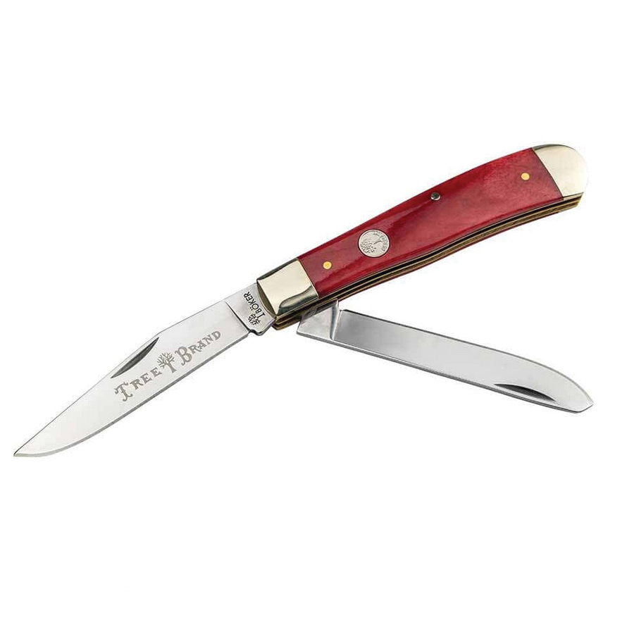 Boker Manufactory Traditional Series 2.0 Trapper Folding Knife Clip Point/Spey, Red - Boker Usa