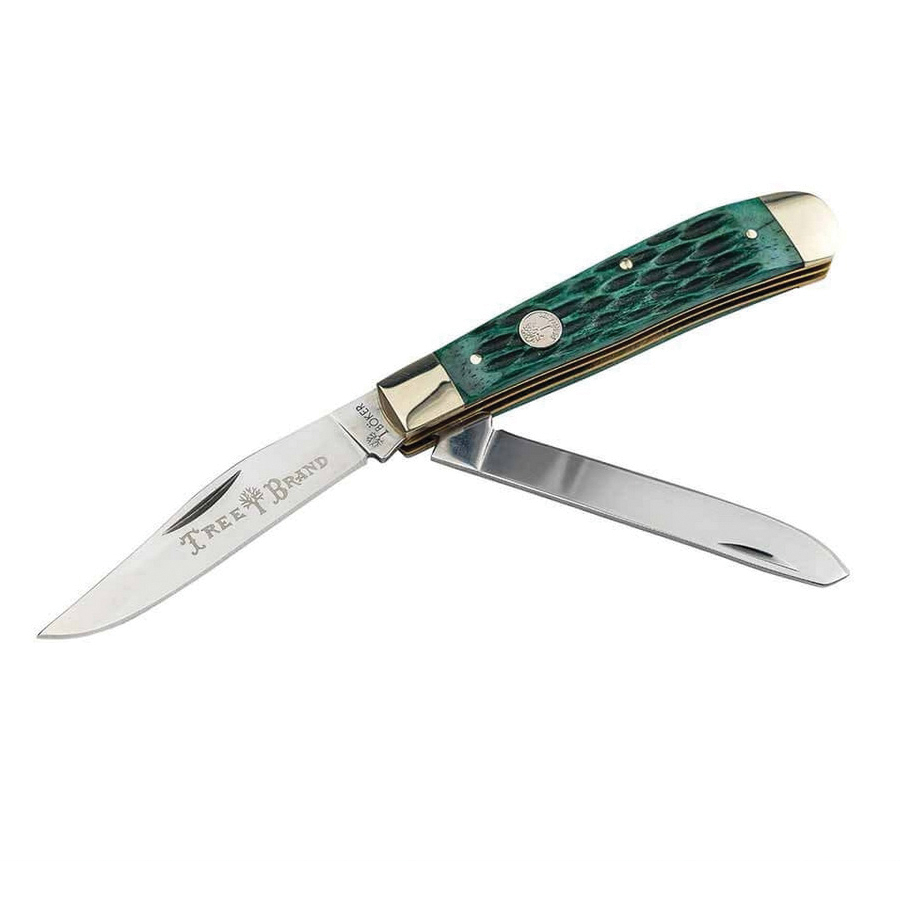 Boker Manufactory Traditional Series 2.0 Trapper Folding Knife Clip Point/Spey, Green - Boker Usa