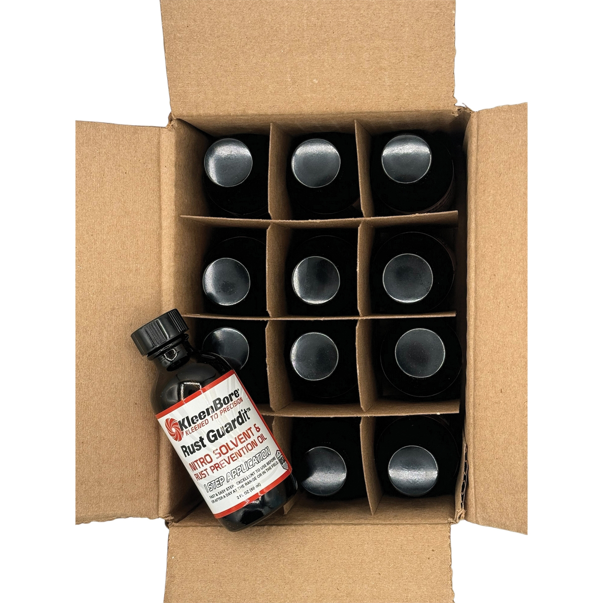 KleenBore Rust Guardit Nitro Solvent and Rust Prevention Oil Refill Kit, 2 oz Bottle Pack of 12 - Kleenbore