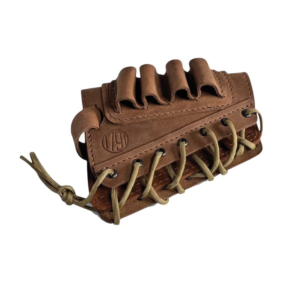 1791 Gunleather Hunt 12 Gauge Butt Cuff Ammo Holder, 4 Shells Oiled Brown - 1791 Gunleather