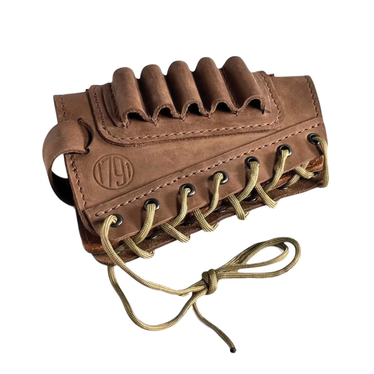 1791 Gunleather Hunt .30-06 Springfield Butt Cuff Ammo Holder, 5 Shells Oiled Brown - 1791 Gunleather