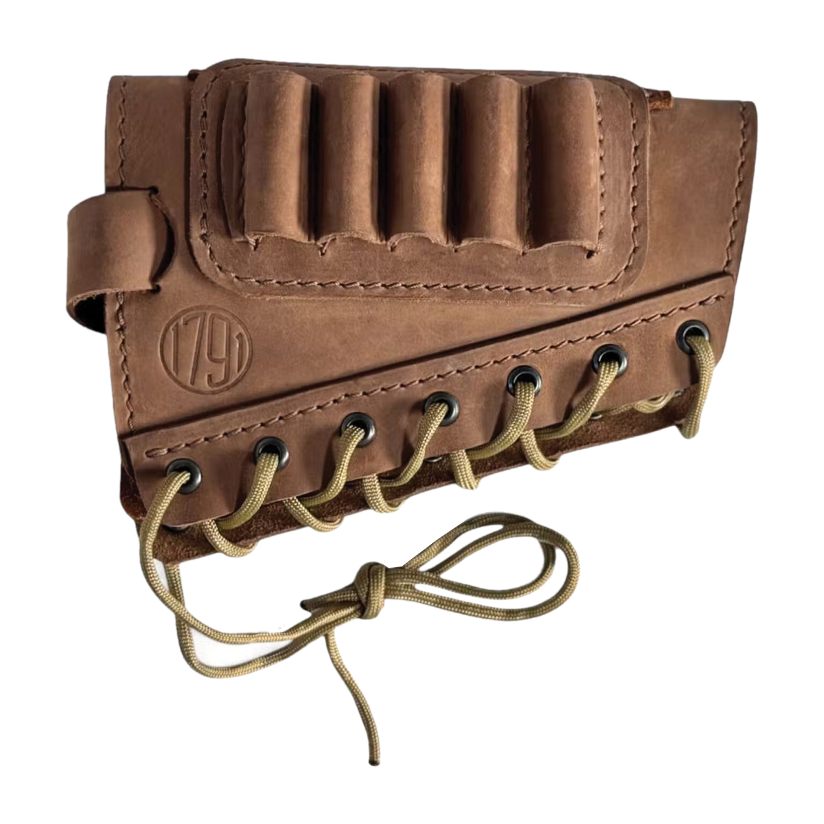 1791 Gunleather Hunt Butt Cuff Ammo Holder, 5 Shells Oiled Brown - 1791 Gunleather