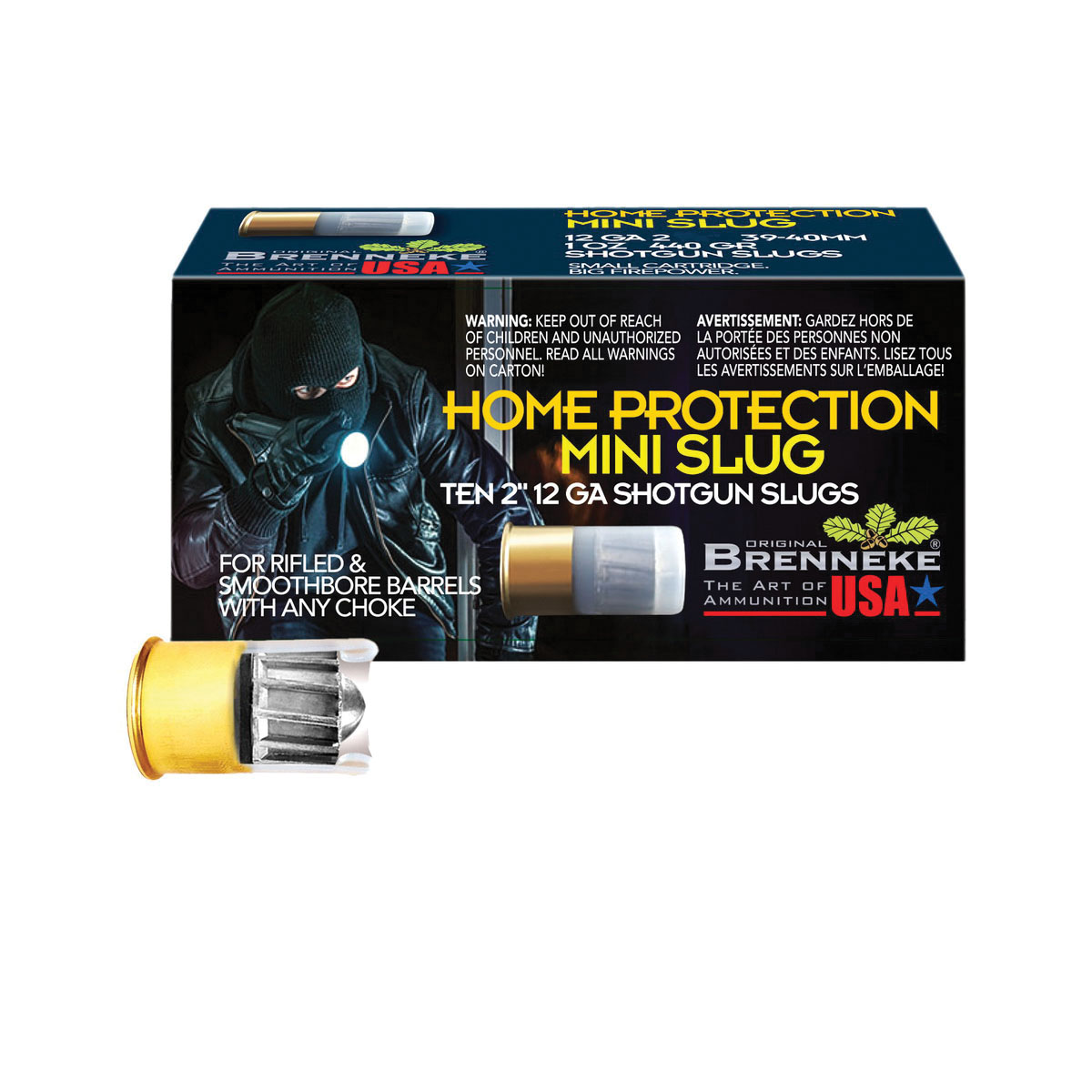 Brenneke Home Protection Mini Slug 12 Gauge Shotshell Slug, 395 gr 10rds - Brenneke Usa