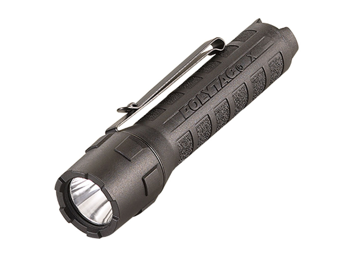 Streamlight PolyTac X 600 Lumen Tactical Flashlight w/ CR123A Batteries, Black - 88600 - Streamlight
