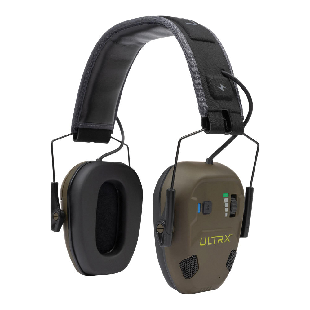 ULTRX 22 dB Bionic Fuse Ion Bluetooth Electronic Earmuffs, Olive - Ultrx