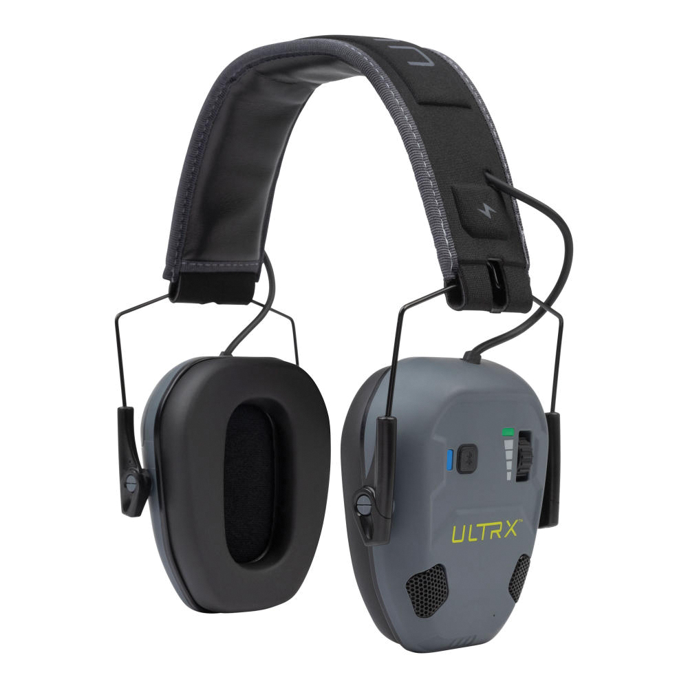 ULTRX 22 dB Bionic Fuse Ion Bluetooth Electronic Earmuffs, Slate - Ultrx