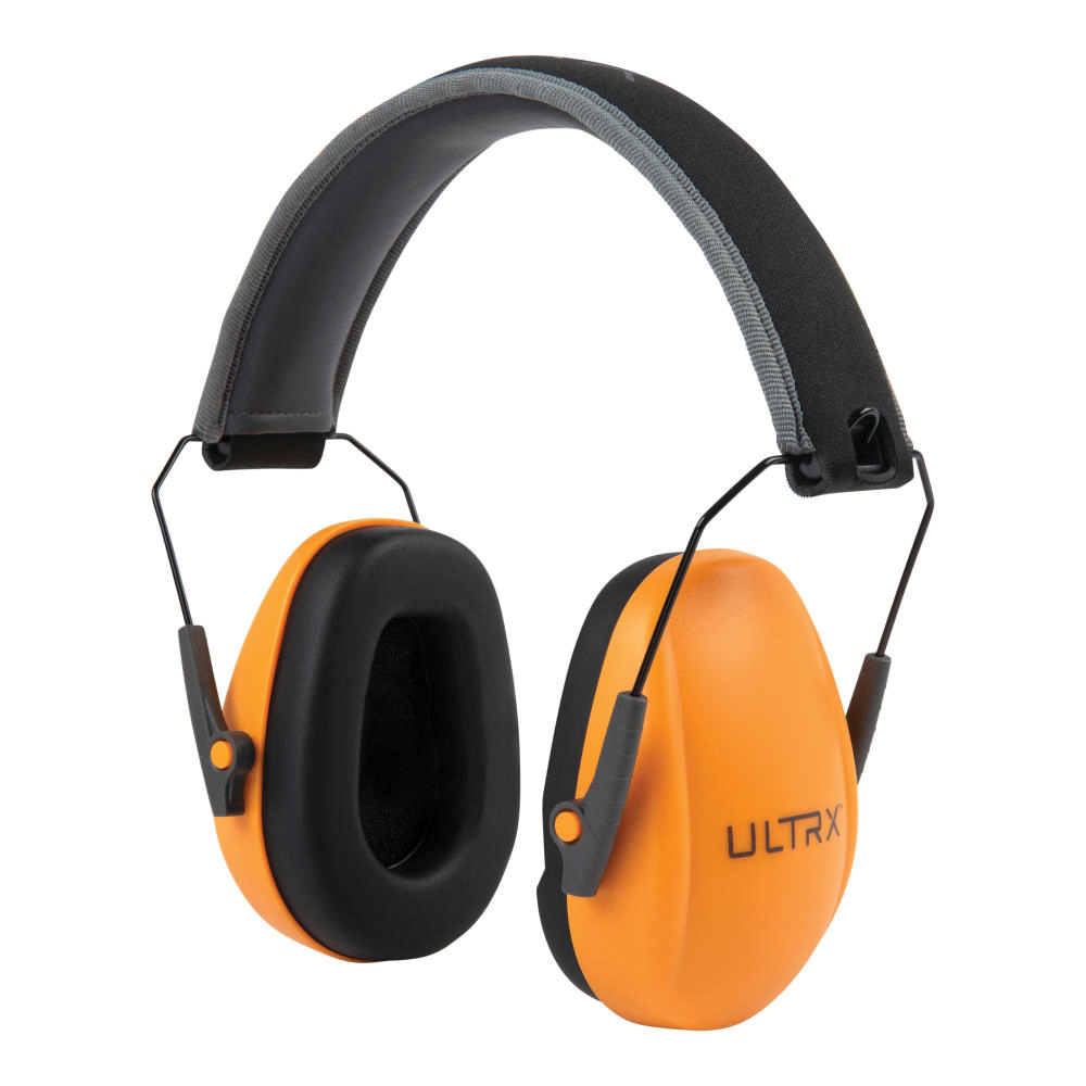 ULTRX 23 dB Slim Profile Youth Passive Earmuffs, Orange - Ultrx
