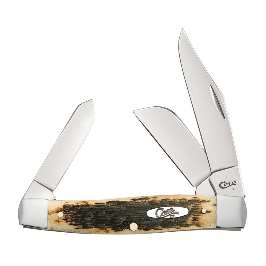 Case Large Stockman Folding Knife Clip Point/Sheeps/Spey, Amber - Case