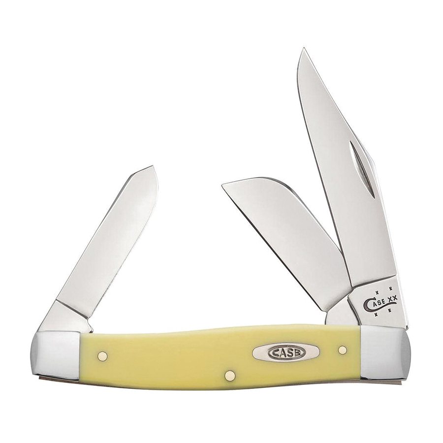 Case Large Stockman Folding Knife Clip Point/Sheeps/Spey, Yellow - Case