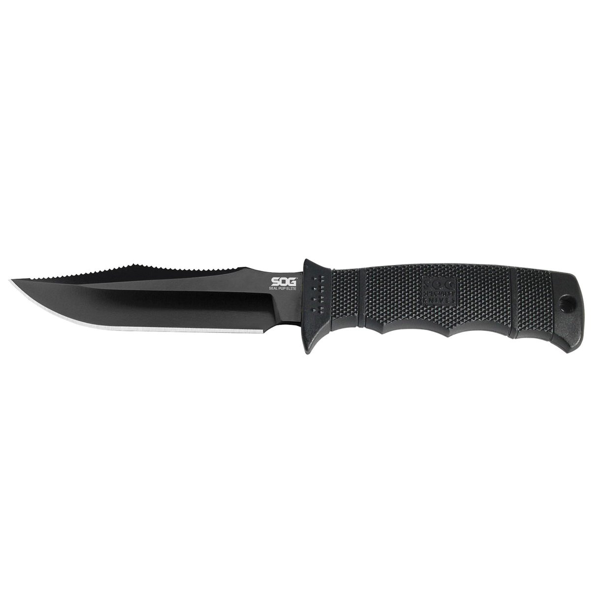 SOG Knives Seal Pup Elite Fixed Blade Clip Point Knife, Black - E37SN-CP