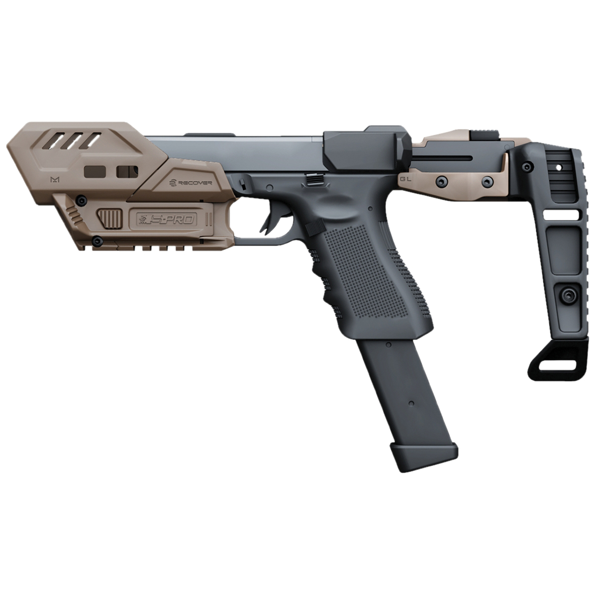 Recover Tactical S-Pro MG Conversion Kit Fits Glock G17/G19/G19X/G24/G25, Tan - Recover Tactical